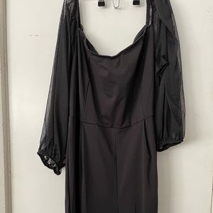 Jumpsuit with mesh sleeves